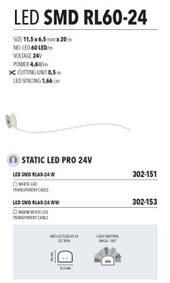 LED SMD RL60-24 WW   Kabelfarbe: transparent   Lichtschlauch 24V --&gt; Led Pro Low Voltage