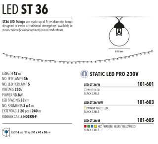 LED ST 36 WW   Kabelfarbe: schwarz   Lichterkette --&gt; Led Pro 230V